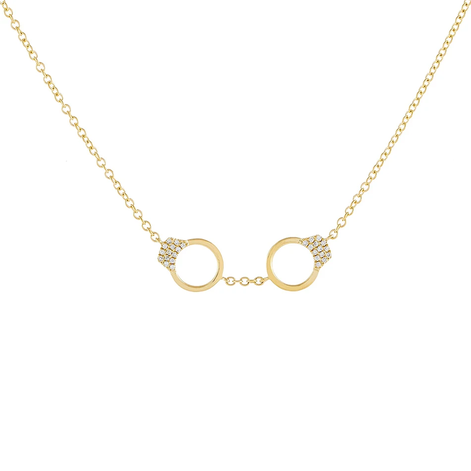 

Luxury Band 925 Sterling Silver 14K gold Plated Cubic Zircon Handcuff Pendant necklace For Woman