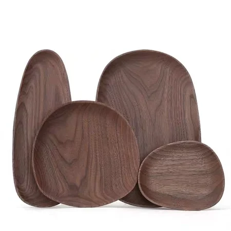 

Diyue DIYD201249 Ins Serving Dishes Wooden Art Plate Appetizer Platter Walnut Wood Plate Sets Eco Irregular Dinner Snack Trays