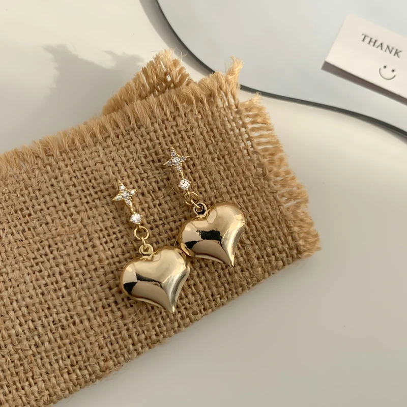 

Vershal F-12 Hot Sale 18k Gold Plated Luxury Zircon Star Gold Heart Drop Earrings For Women