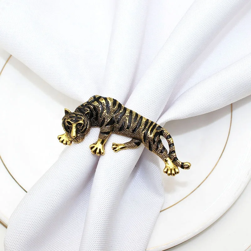 

High-end Tiger Napkin Rings Animal Napkin Rings Decorate Your Table to Create an Impressive Banquet for You HWM199