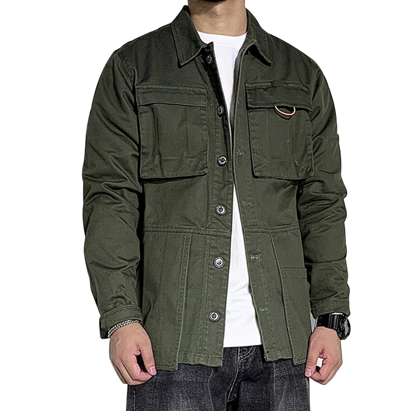 

High Quality Spring Autumn Tooling Retro Multi Pocket Casual Workwear Jackets Coats, Customized color