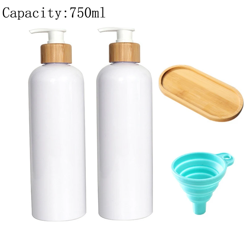 

750ml 2 Pack Modern Hot Sale Refillable Plastic Empty Bottles with Pump Dispenser, White