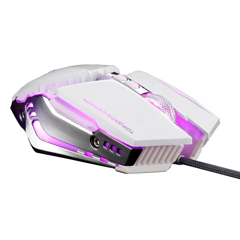

Cool War Wolf T9 All Metal Base Four-color Breathing Light Adjustable Mouse E-sports Game Mouse, Grey white black