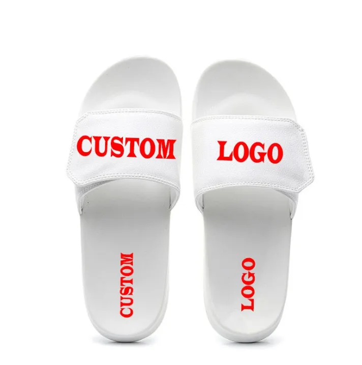 

Wholesale Factory Custom Logo Pvc Pu Slippers With Embossed Printing Flip Flops For Company slippers custom logo, Picture