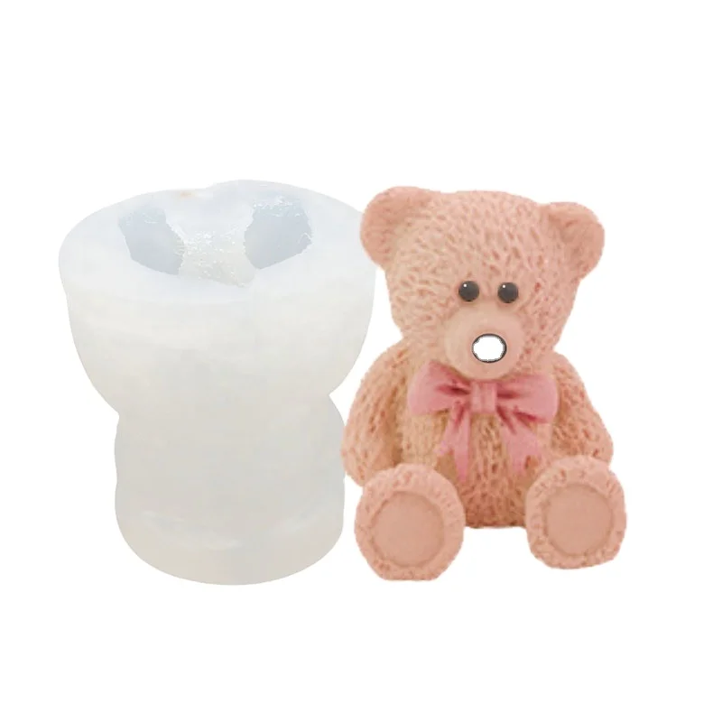 

3D bear Silicone Cake Mold Bear Transparent Clay DIY Fondant Mousse Mold Cake Decorating Tools Mould Cake Tools, White