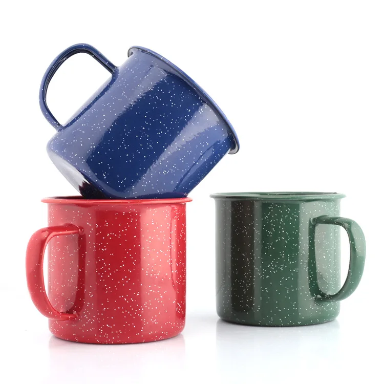 

MIKENDA 11oz sublimation blank enamel handle color ceramic enamel steel mug, Blue, red, pink