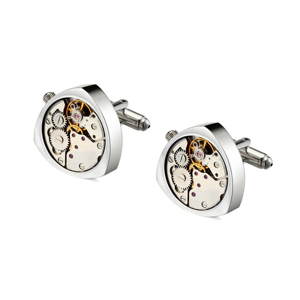 

High Quality Stainless Steel Mechanical Cuff Links Jewelry French Wedding Cufflinks Gifts for Mens, Silver/gold/rose gold/black gun