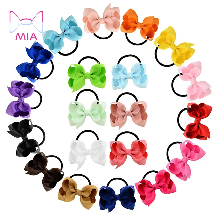 

Mia Free Shipping baby kids hair rubber band with  ribbon bowknot bow, Picture shows