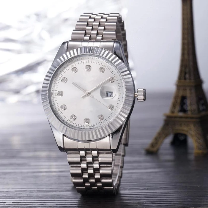 

Luxury 40mm Relogio masculino diamond mens Watches fashion Black Dial Calendar Folding Clasp Male gifts