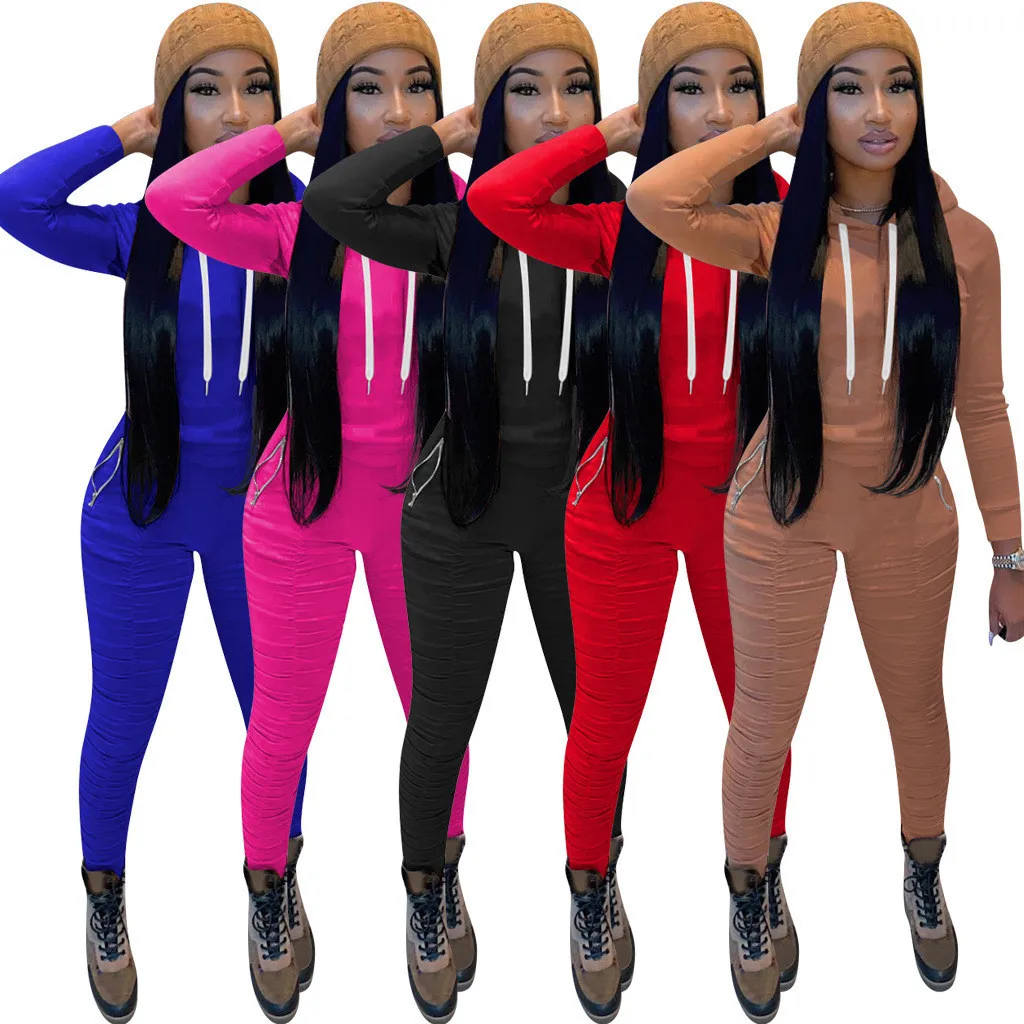 

Winter Fleece Hoodies Tops And Stacked Pants Two Piece Set Women Tracksuit Jogger Trousers Outfit Casual Sport Wear Matching Set