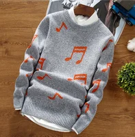 

Men's autumn and winter new sweater, personalized print pullover, trend round neck wild knit bottoming shirt