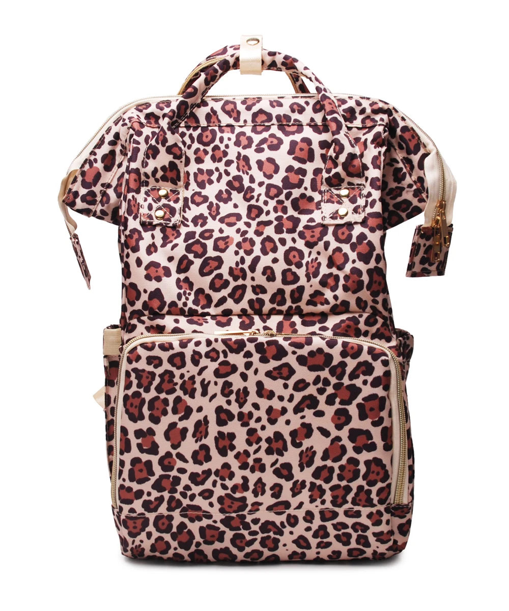 

Hot Sale Fashion Leopard Flower Print PU Backpack backpack diaper bag baby