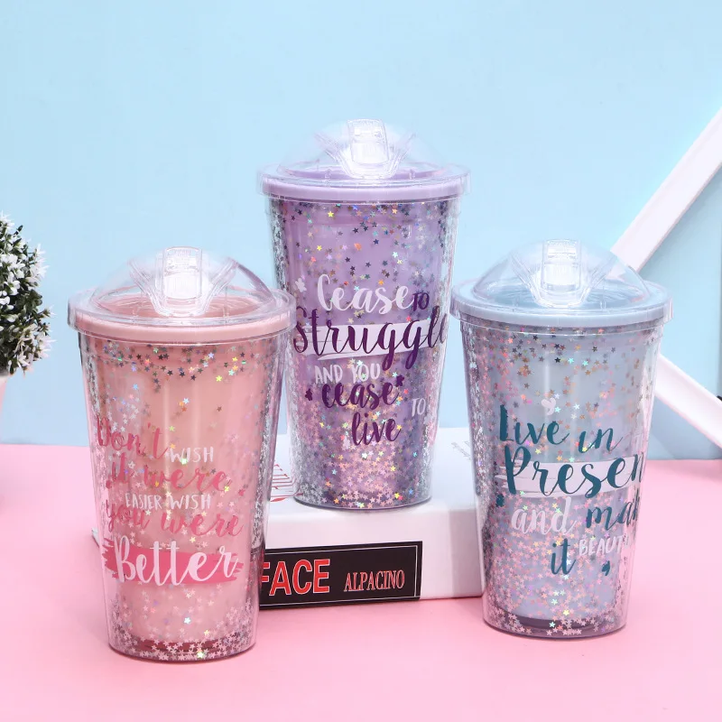 

Zogifts OEM Plastic double wall glitter tumbler cup, Color