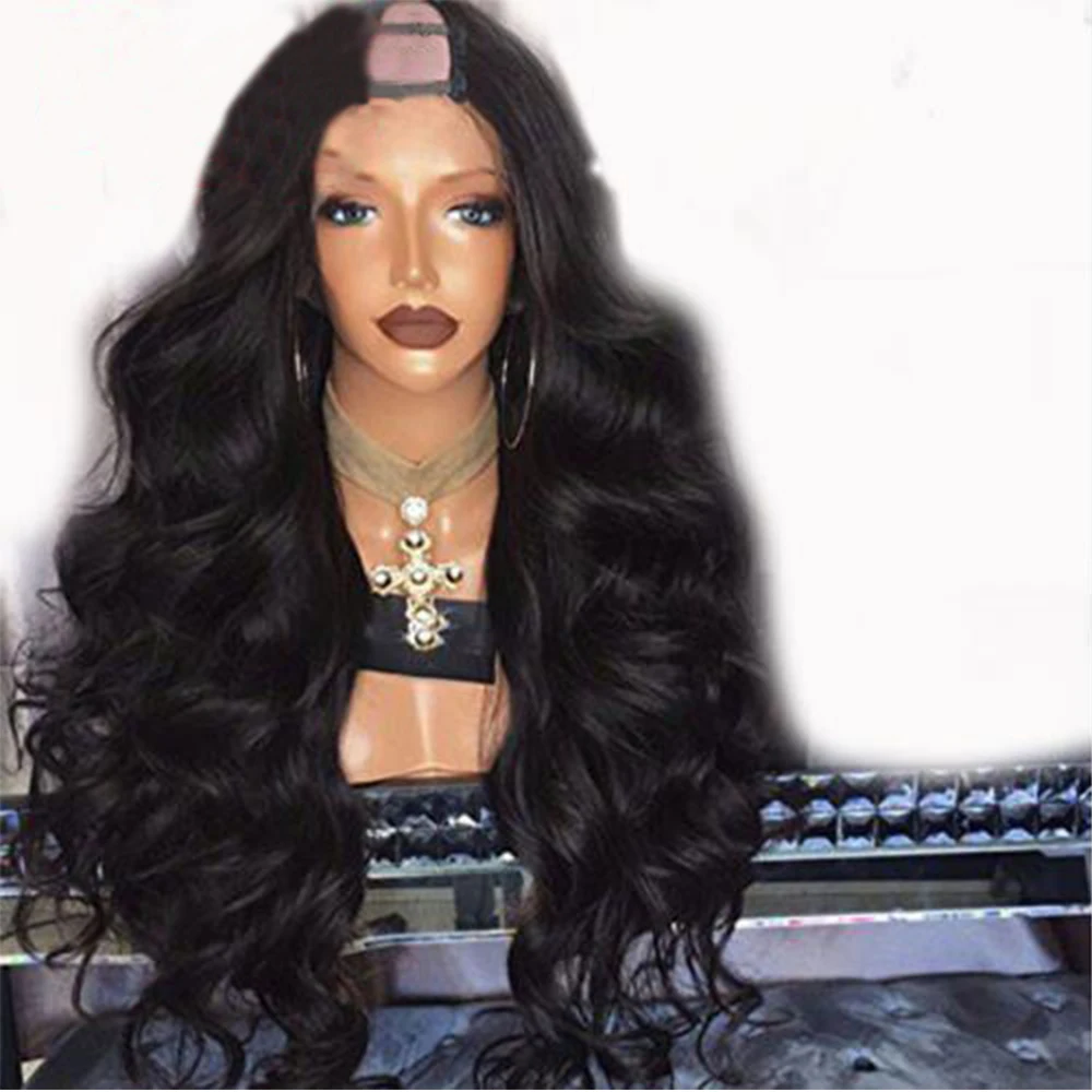 

250% Density U Part Wigs Body Wave Middle Part 2*4 U Part Human Hair Wigs For Women Brazilian Remy Hair Natural Color, Natural color lace wig