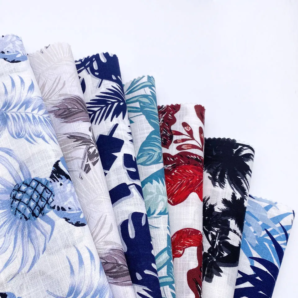 
Professional manufacturer high quality customized island hawaiian cotton print fabric for shirt 