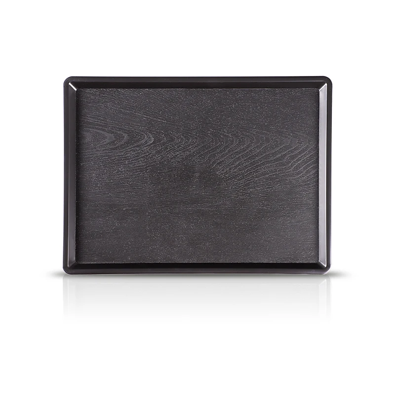 Plastic Black Tray Rectangular Non Slip Restaurant Serving Trays With