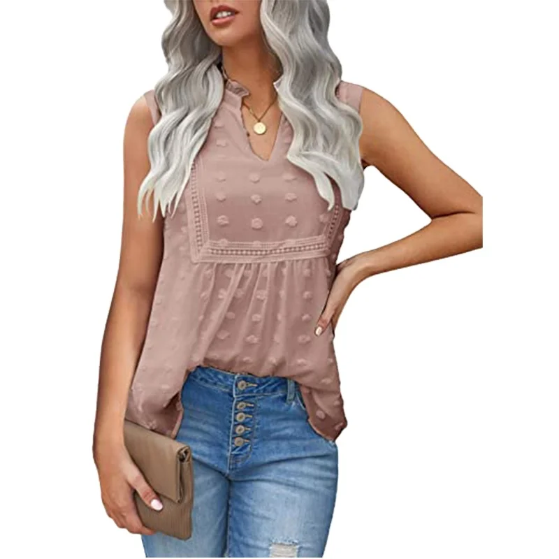 

High quality lace stitching dot women's vests, Picture shows