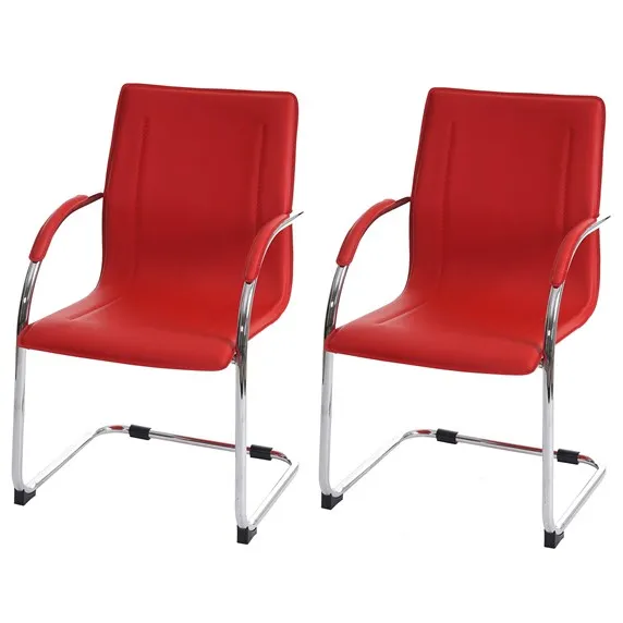 2022 Simple Design Visitors Chair Leather Metal Chrome Leg Office Chair