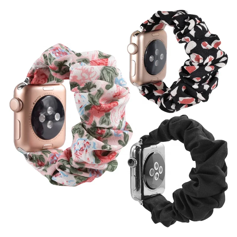 

Women Girls Wristbands Replacement Strap Scrunchie Elastic Watch Band For Apple Watch 40mm 44mm Scrunchie Band