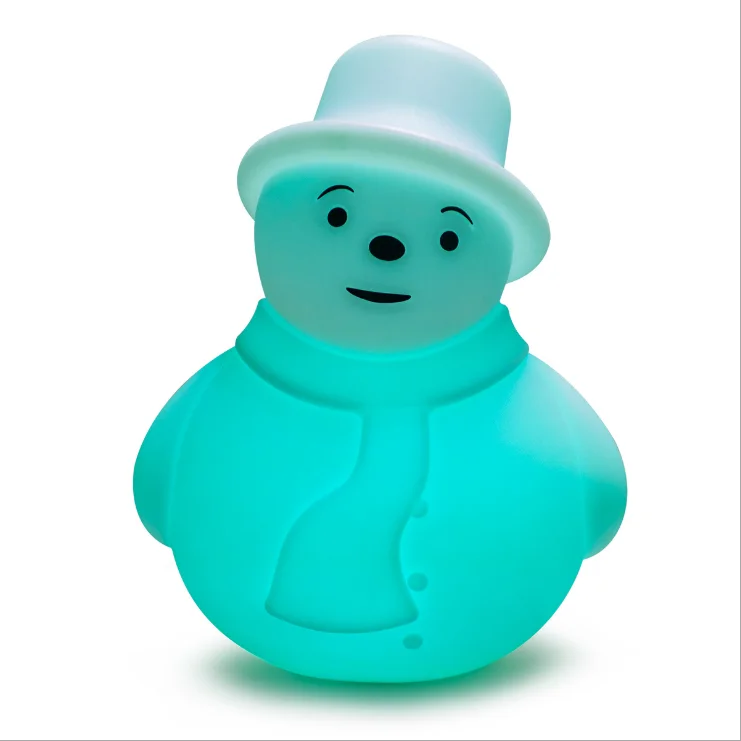 Christmas Gift Color Rechargeable Cute Children Snowman Silicone Kids Nursery Nightlight Lamp Baby Led Night Light For Kids