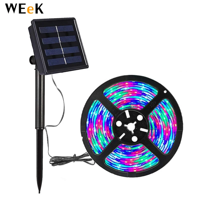 200cm Outdoor Solar Powered LED Strip Light 3V 2835 SMD Warm White Cool White RGB IP65 for Garden with Solar Panel