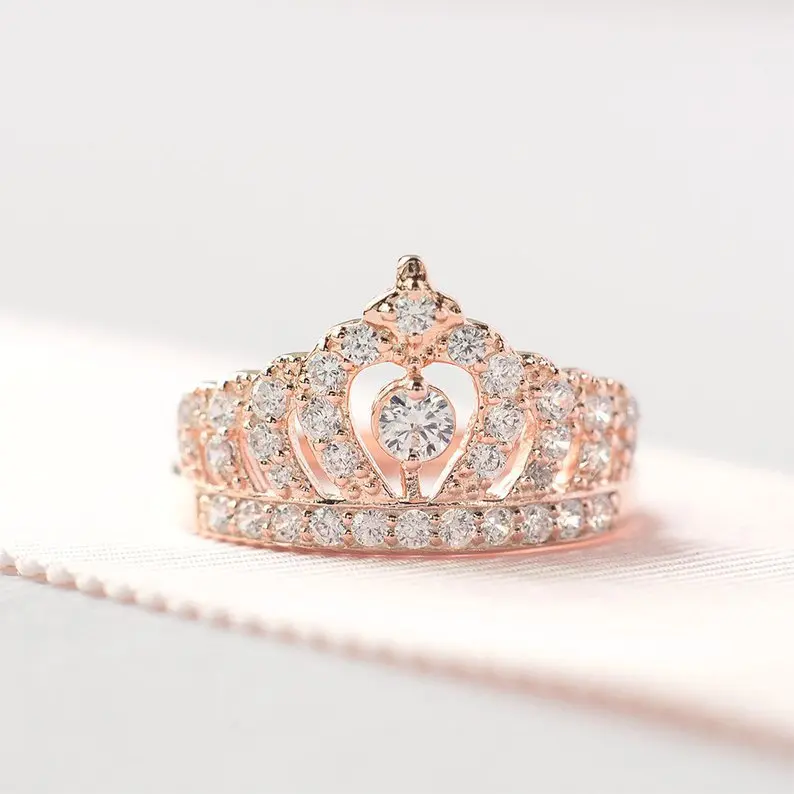 

Elegent Crown shaped rings 18k rose gols rings for women rose gold rings