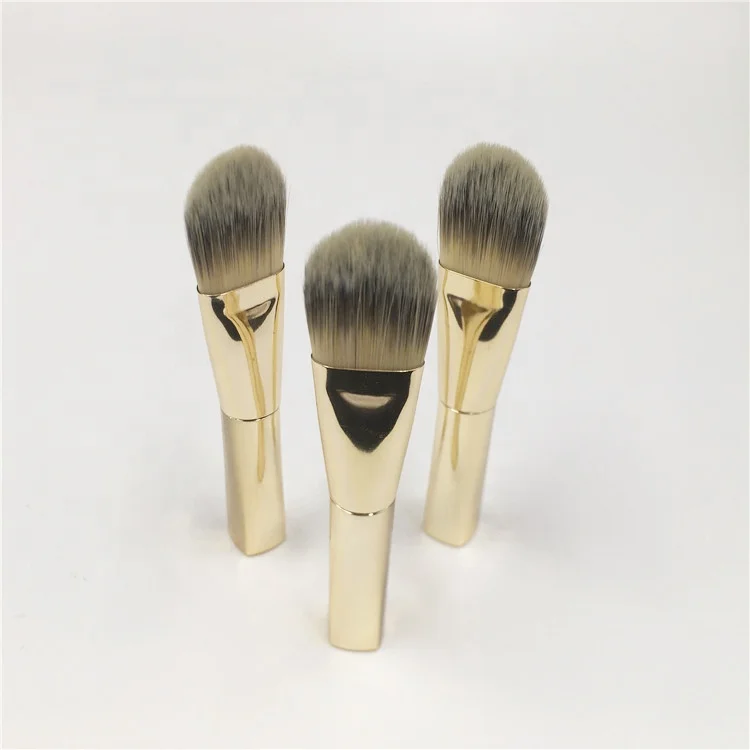 

Single Gold Platinum Mini Bling Foundation Brush Vegan Face Mask Brush Short Handle High Quality OEM Personalized Makeup Tool