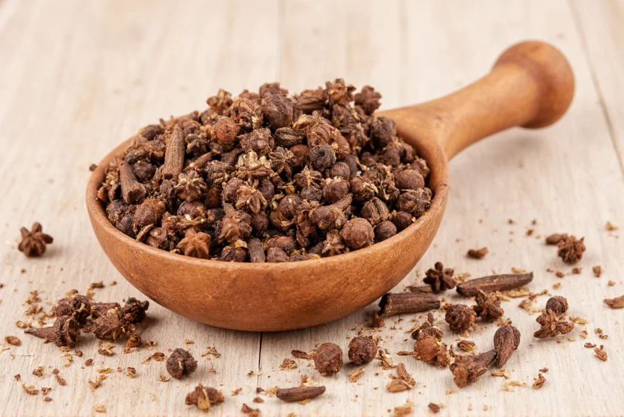 Allspice berries next to whole cloves for spice substitution comparison