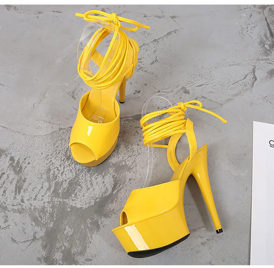 yellow stripper heels