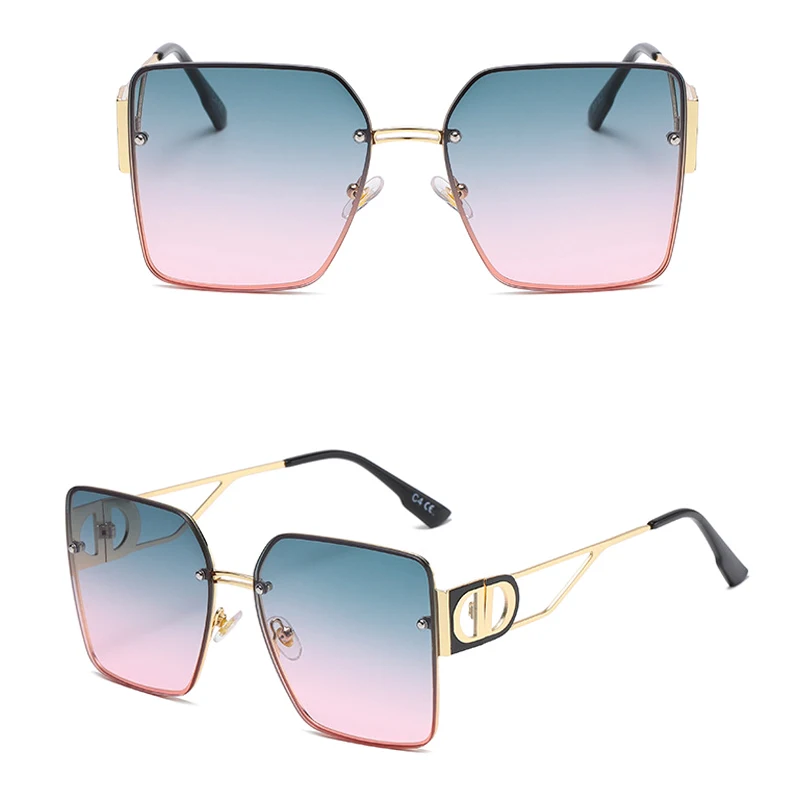 

square women's half frame summer style uv400 ladies sun glasses