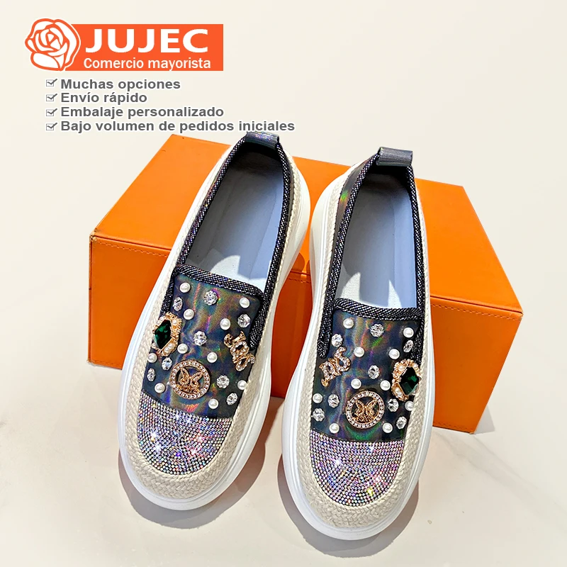 

2024 New Wholesale Women's Chunky Wedges Rhinestone Chunky Custom Sneakers Designer Shoes with Logo Branding Casual Styles