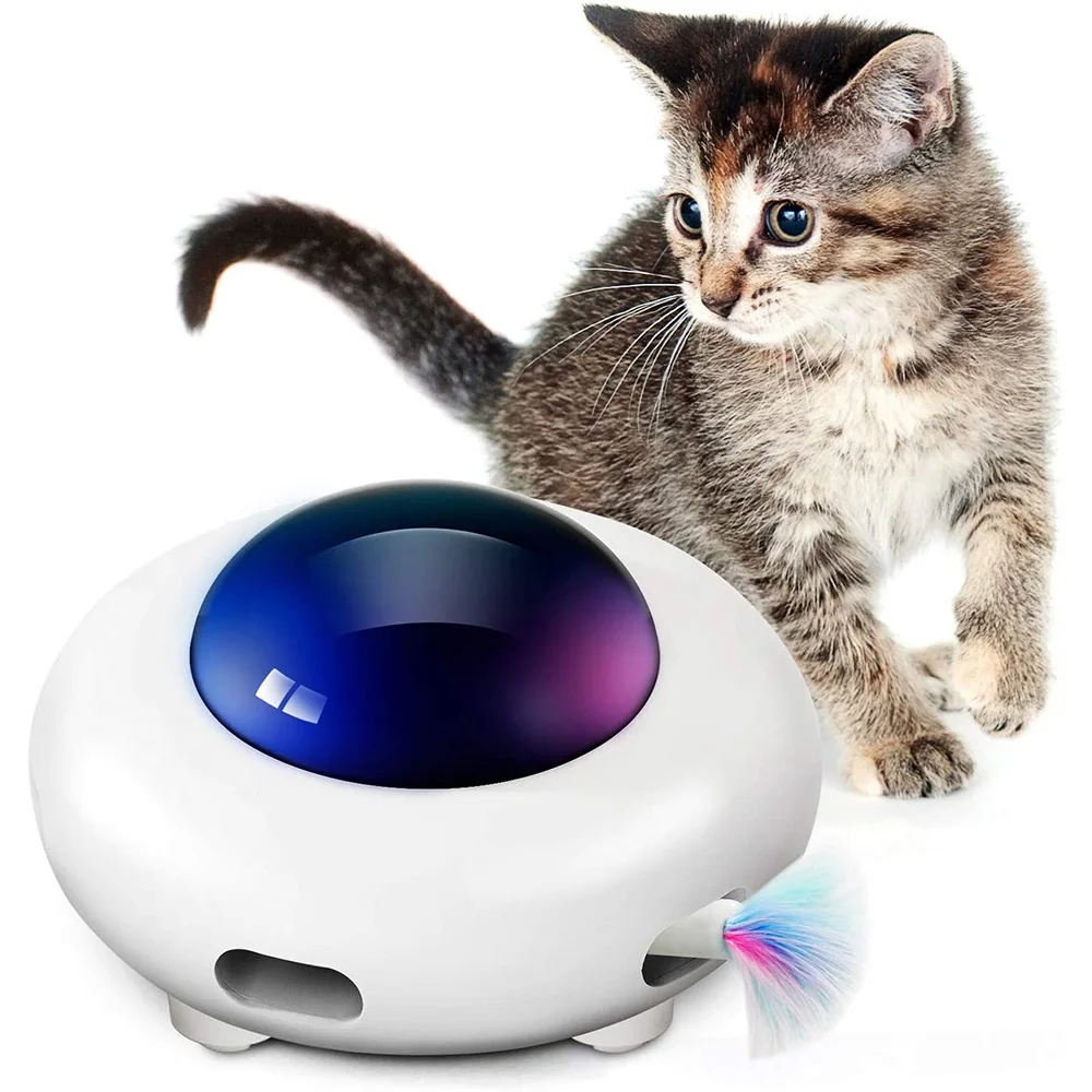 

UFO Interactive Cat Toy Cat Upgraded Pop and Play Toy with Rotating Feather USB Charging Smart Mode Indoor Cats Relieve Boredom