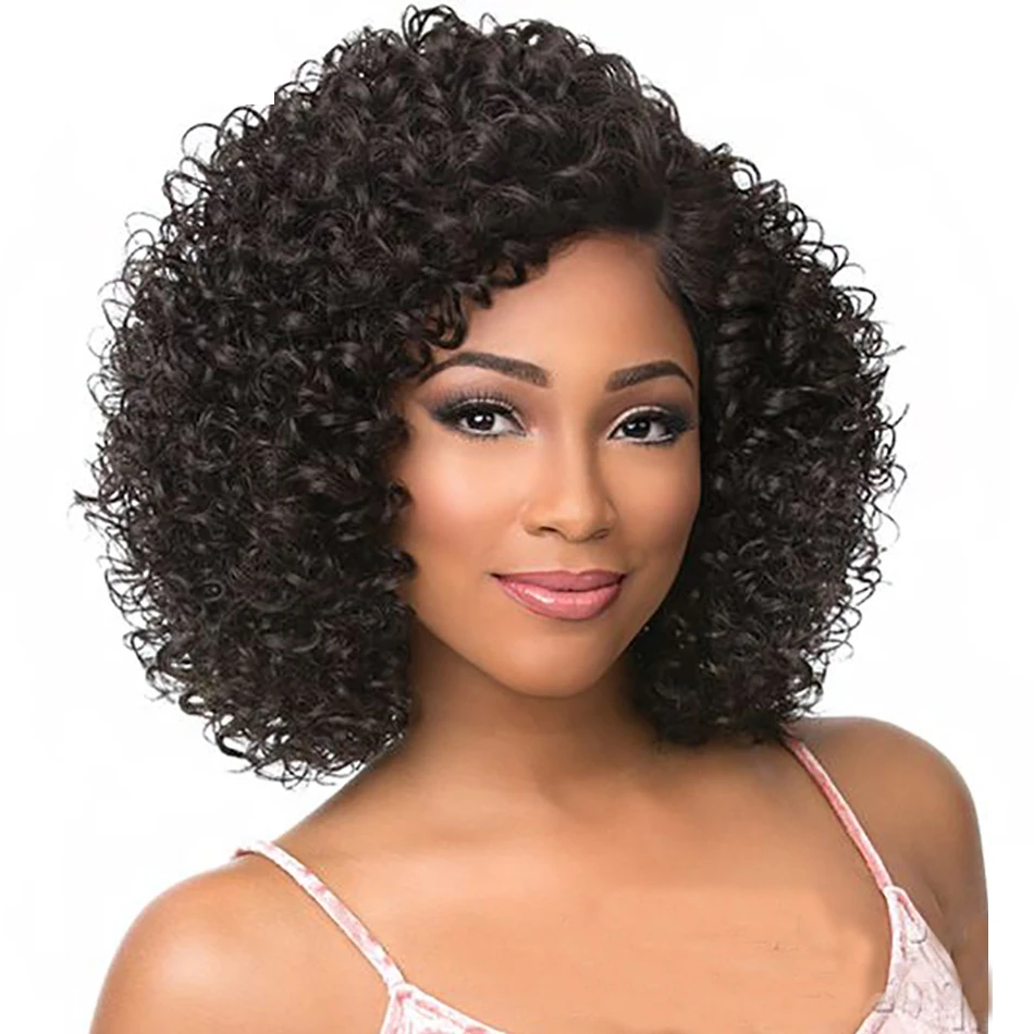 

Vast machine made wig vendors short bob afro kinky curly brazilian human hair lace wig for black women black color