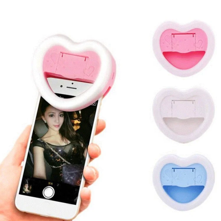 

Hot Selling Heart Shape Selfie Ring LED Light Selfie Ring, Pink, blue, white