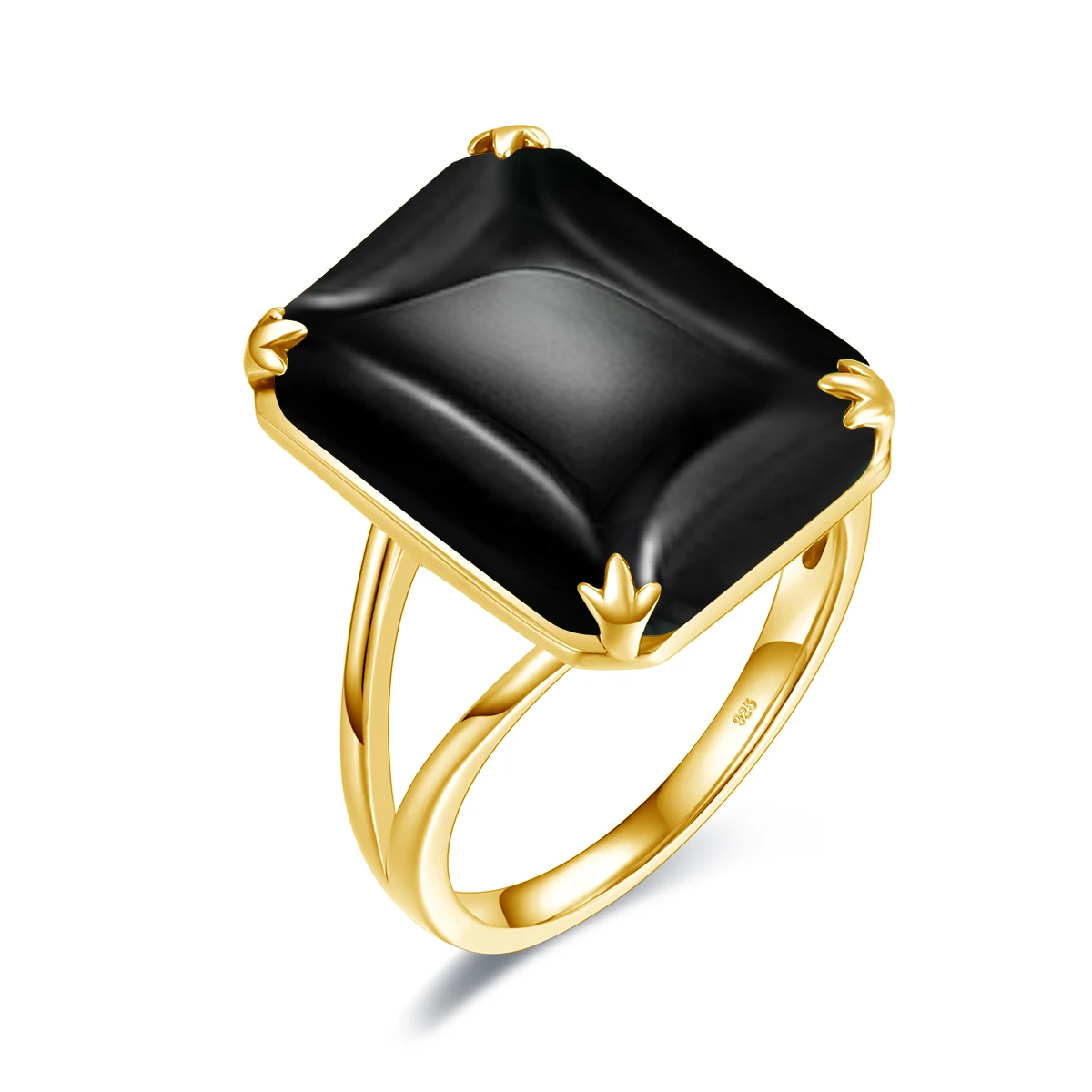 

SZJINAO Women Black Onyx Gemstone Factory Made Wholesale High Quality Silver Ring Jewelry Gold Plated Rings