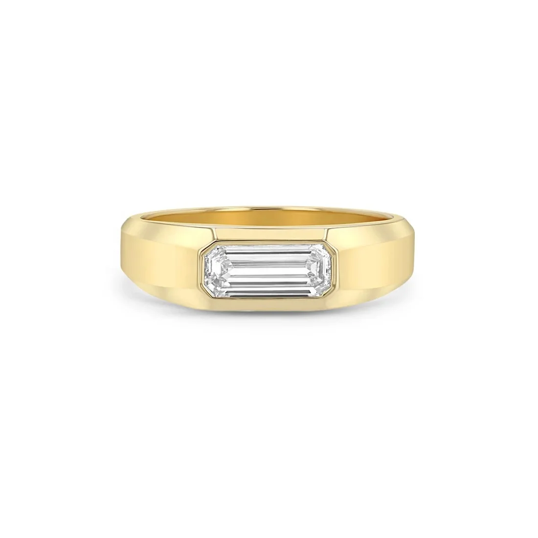 

LOZRUNVE Jewelry Factory 18k Gold 14k Gold Trendy Minimalist Solitaire Baguette Signet Ring