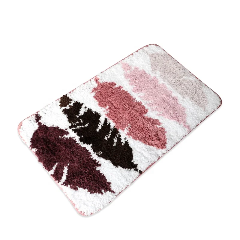 

2021 Latest Design Fluffy Bathroom Rugs Water Absorb Home Door Mat Polyester Bathmat, Red