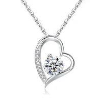 

Trending Hot 925 Sterling Silver white purple hollowed-out heart micro zircon pendant wedding necklace Jewelry