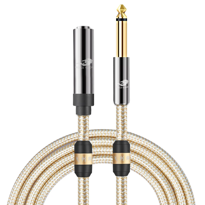 

Mono Audio Cable 1/4" 6.5mm to 6.5mm Male to Female for Amplifier Mixer Electronic Organ Guitar Cable TS Jack 6.35mm to 6.35mm, Customizable