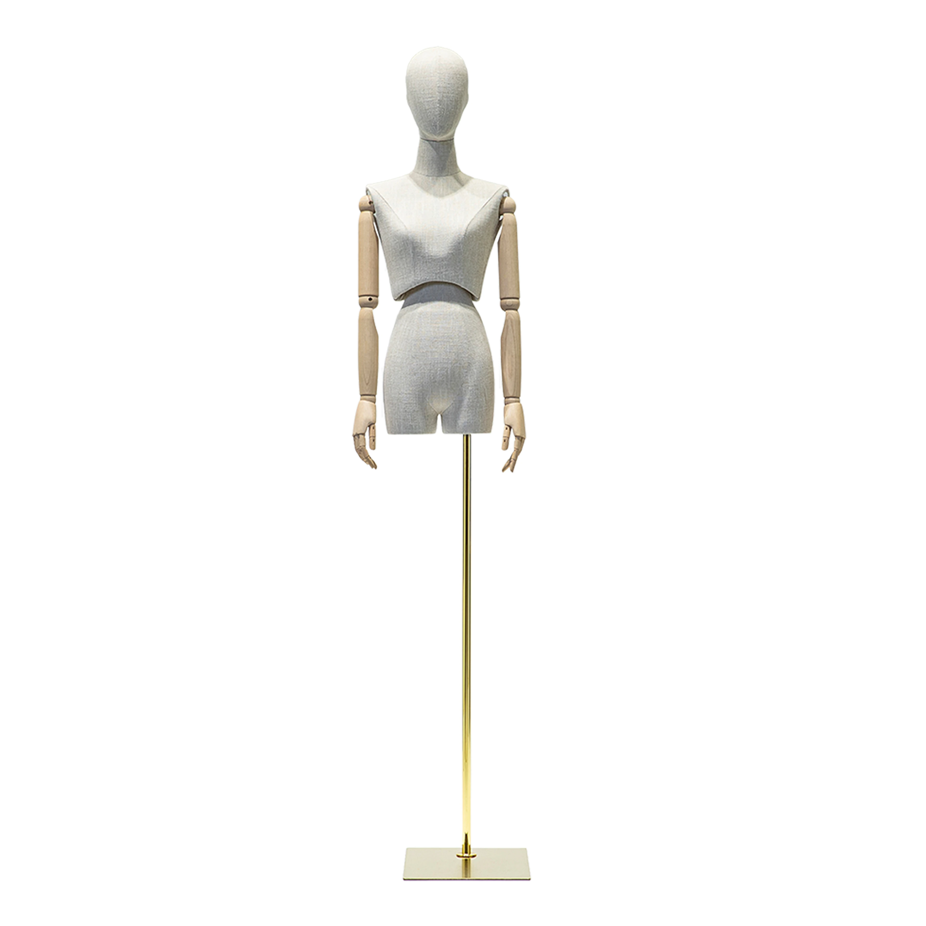 

Bridal Store Wooden Arm Torso Mannequin with Stainless Steel Stand Female Half Body Mannequin