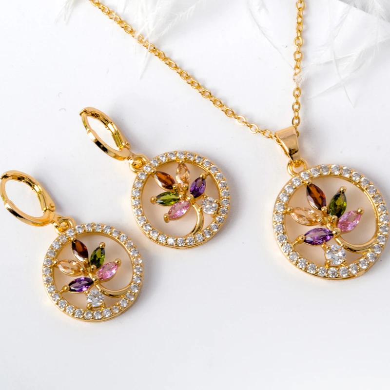 

New Fashion italian gold plated jewelry sets cubic zirconia jewelry set