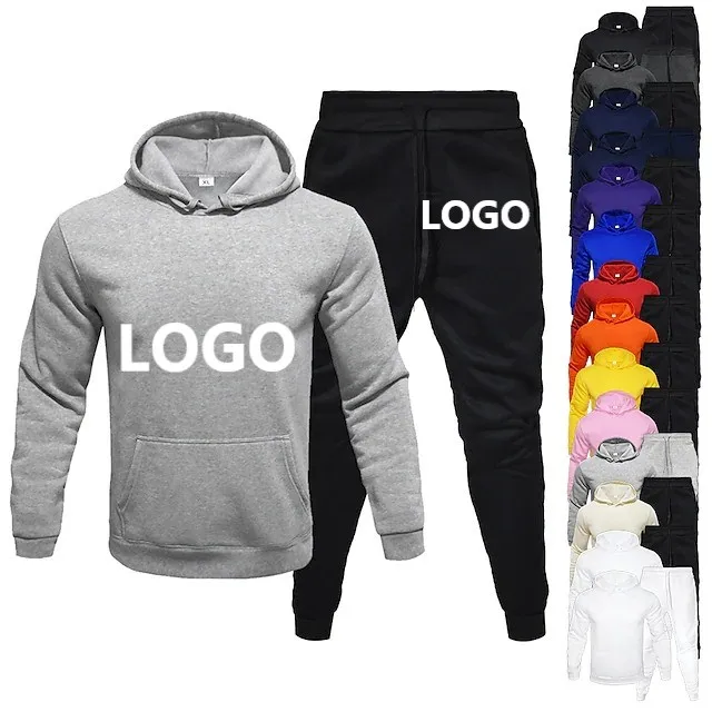 

Wholesale Sublimation Tech Fleece Plain Track Suit Unisex Sweatsuit Blank Sweat Suits Custom Logo Two Piece Sets Mens Tracksuits