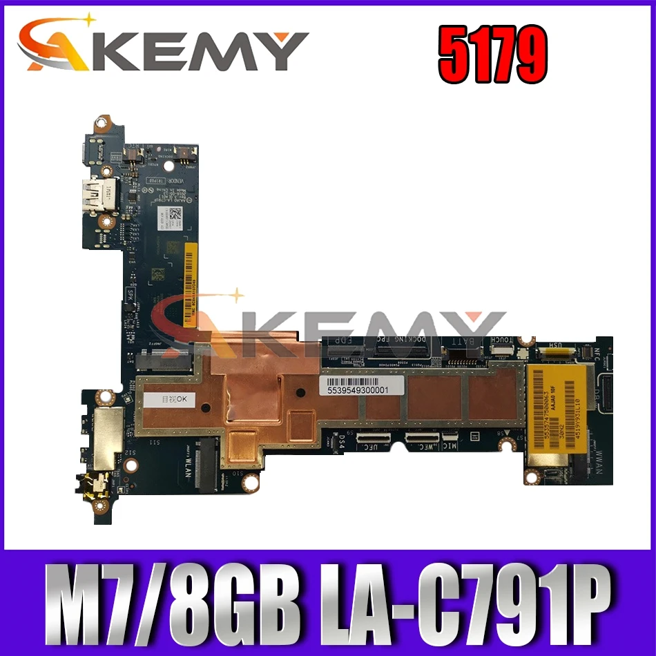 

Akemy Brand NEW M7/8GB for DELL Latitude 5179 Motherboard AAJA0 LA-C791P CN-0W1D2D W1D2D Mainboard 100%tested