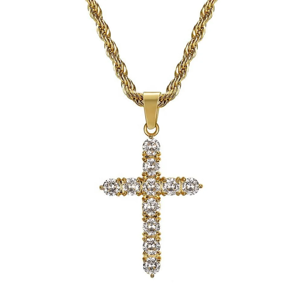 

Simple design jewelry necklace dubai diamond necklace pendant gold-plated gold cross necklace for men, Picture shows