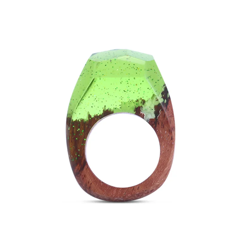 

2021 Sailing Jewelry Tree Forest Wood Resin Ring Womens Green Resin Ring Transparent Green Resin Ring