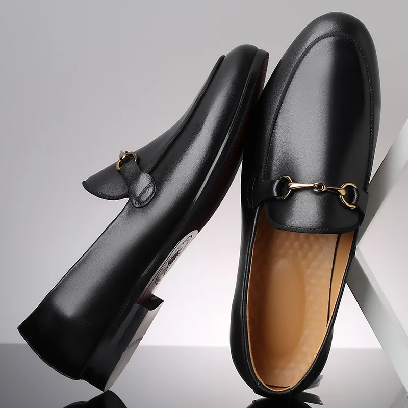 

WH6239 fashion men's black casual leather dress shoes