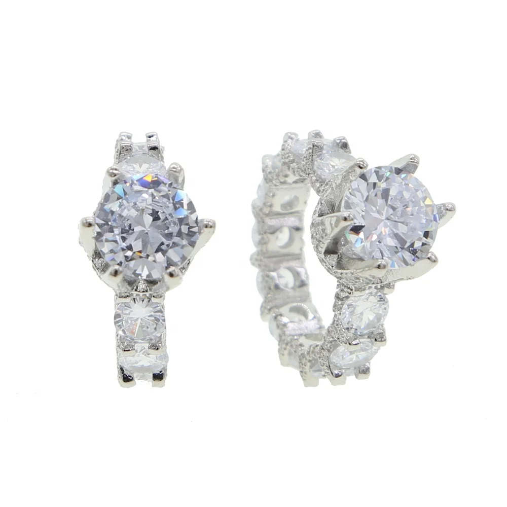 

New arrived wide band wedding ring with round 5 A cz cut luxury women finger rings for lady engagement wedding party jewelry