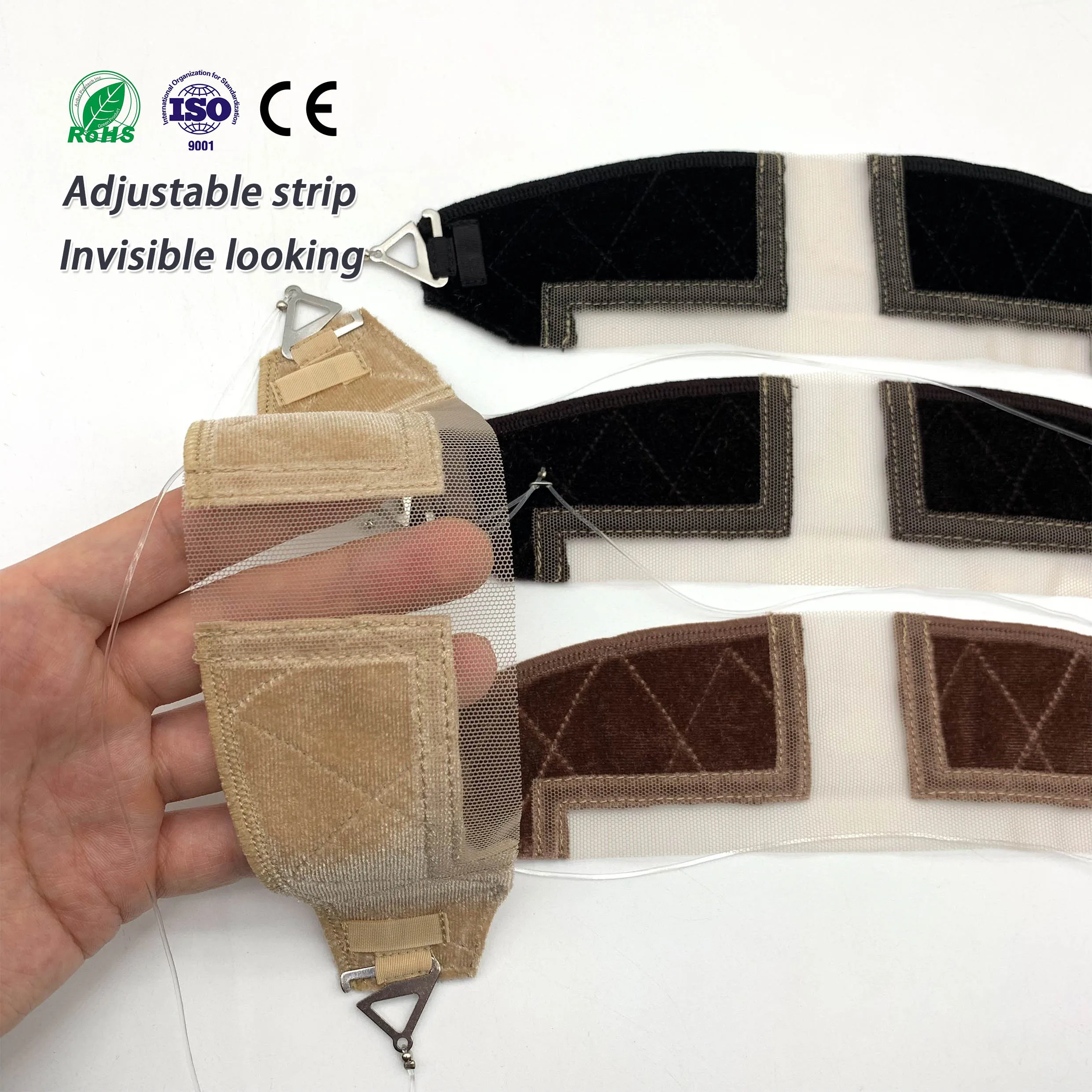 2025 New Design Durable  Factory Wholesale Custom Logo Comfortable Invisible Adjustable T Lace Fish Line Velvet Wig Grip