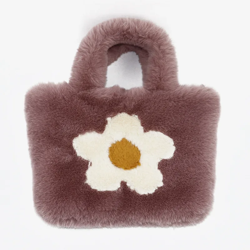 

Jtfur Winter cute plush clutch printed casual handbag women fur handbag, Customized color