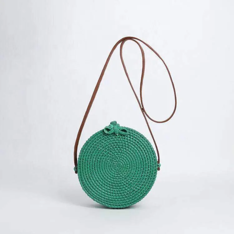 

Manufacturer High quality Color women Fashion Round Rattan Bag Bali Crossbody bag